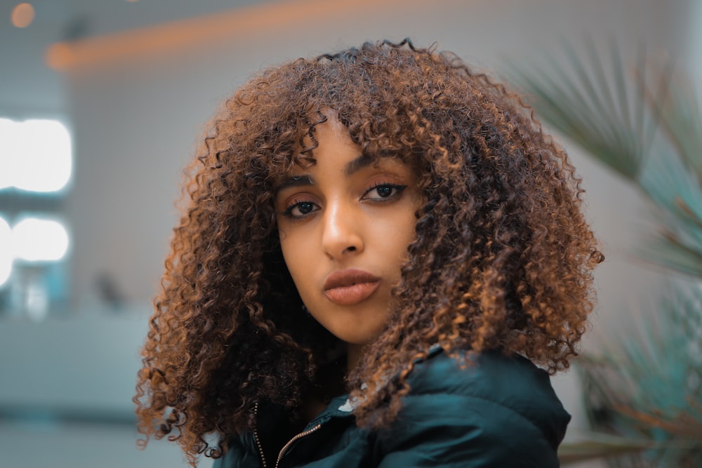 woman with curly hair