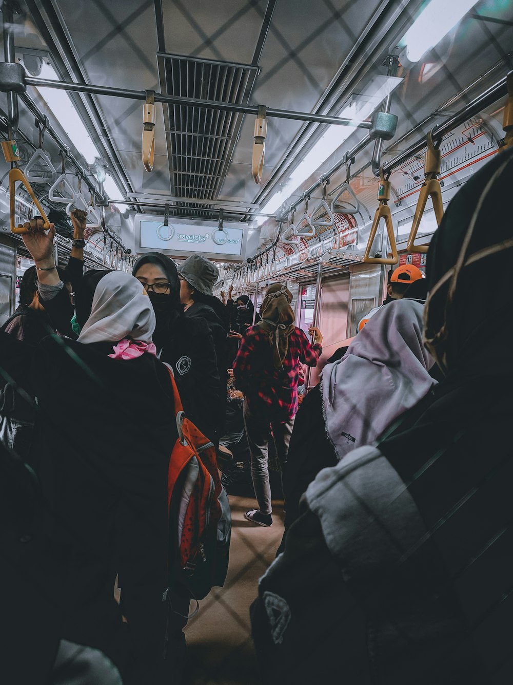 people inside a train with lights
