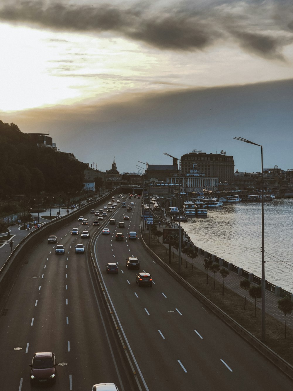 aerial photo of cars passing by during daytime