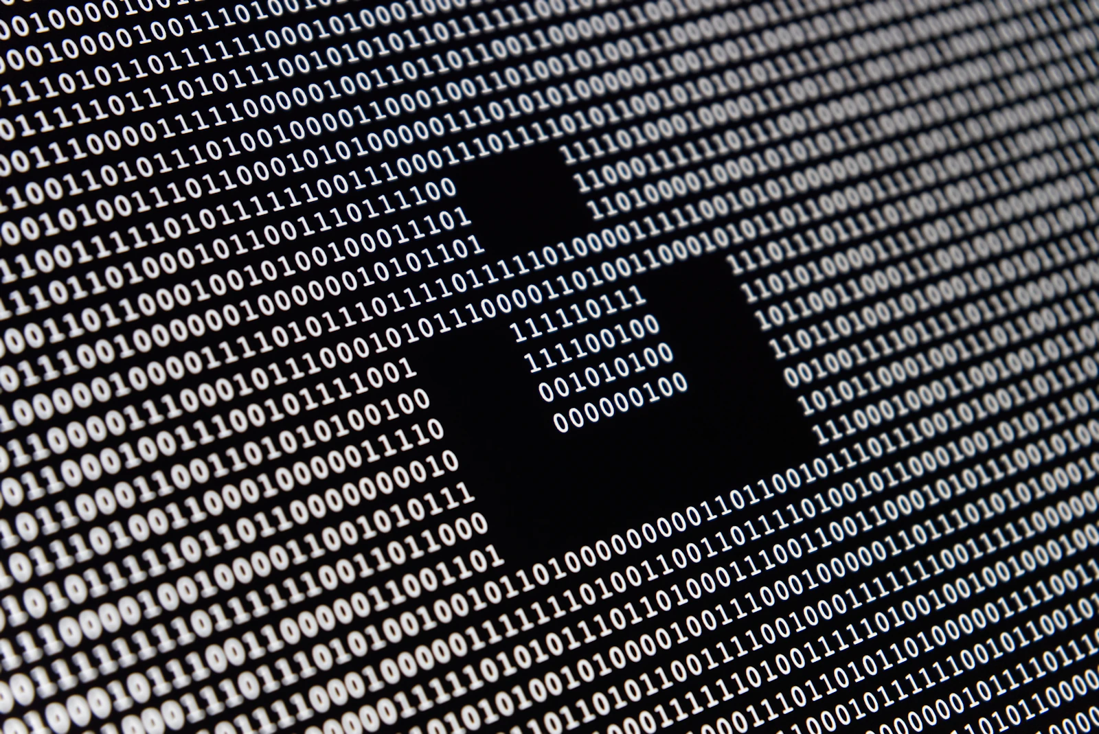 Binary code on a screen