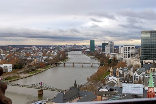 aerial view of river in Frankfurt Germany