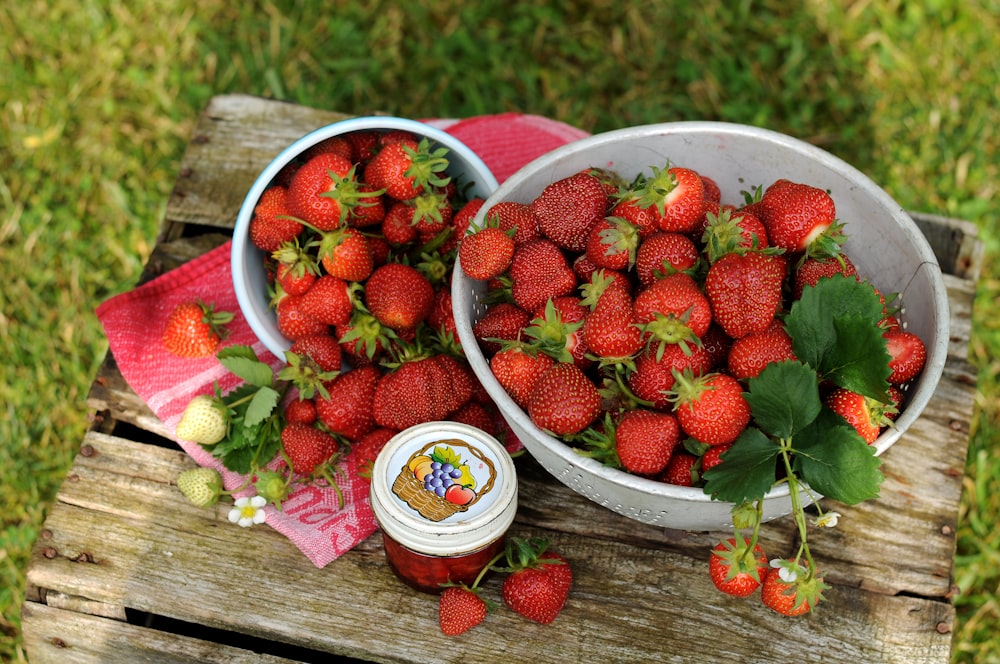 red strawberries in bowl