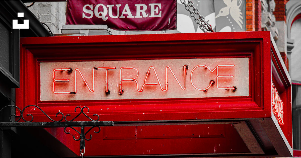 Red Enttry Sign Red entrance LED light sign photo – Free Retro Image on Unsplash