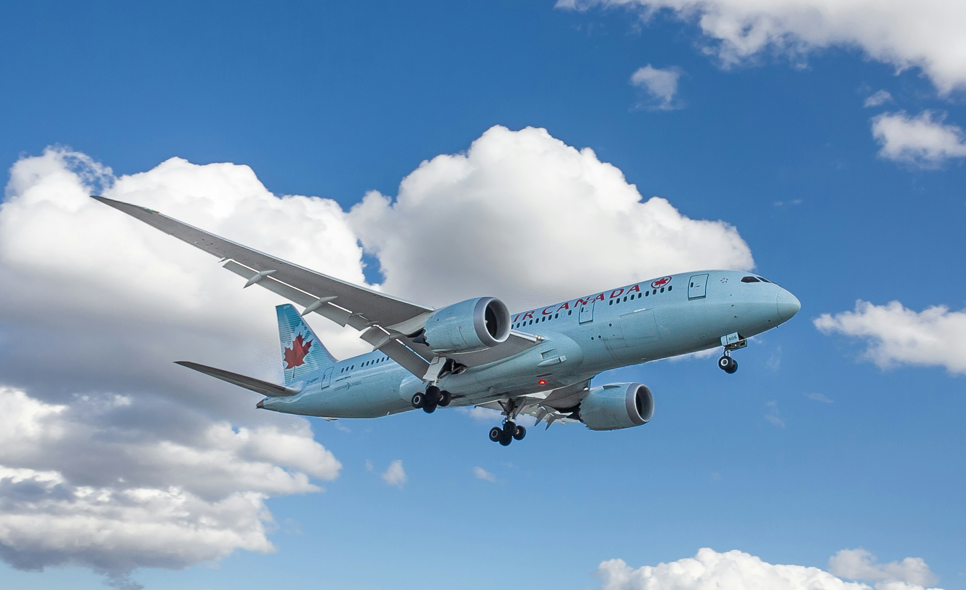 airplane on mid air, Air Canada 787