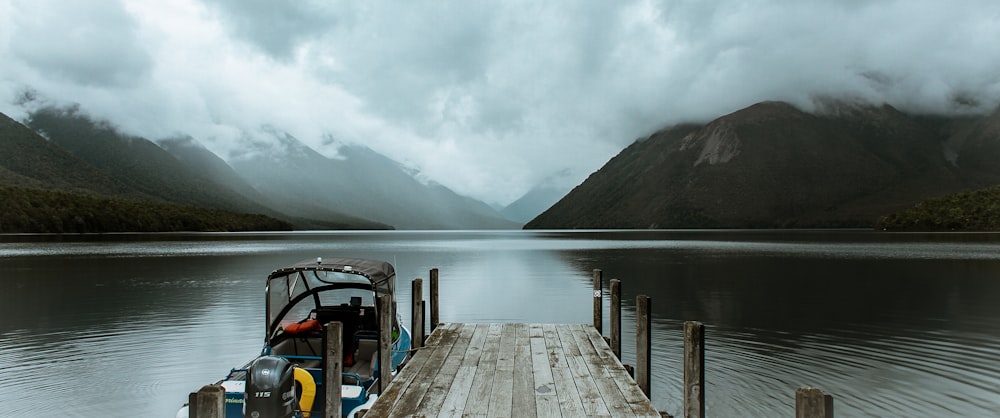 brown wooden ocean dock