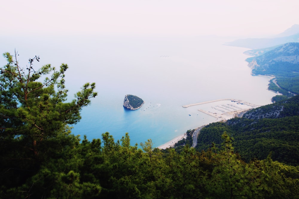 aerial photography of body of water