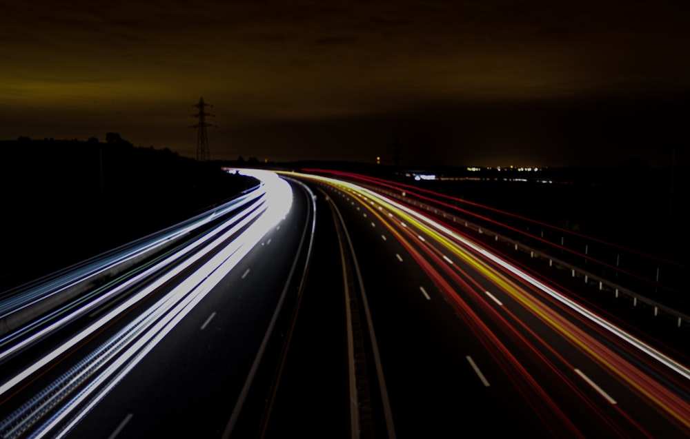 timelapse photography of road during nighttime