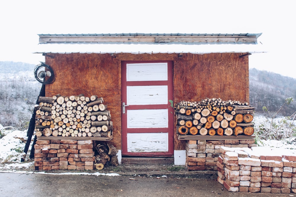 brown firewood lot