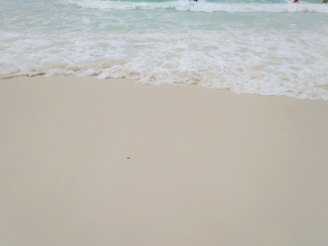 Soft waves washing over smooth sand, leaving delicate patterns that evoke subconscious calm.