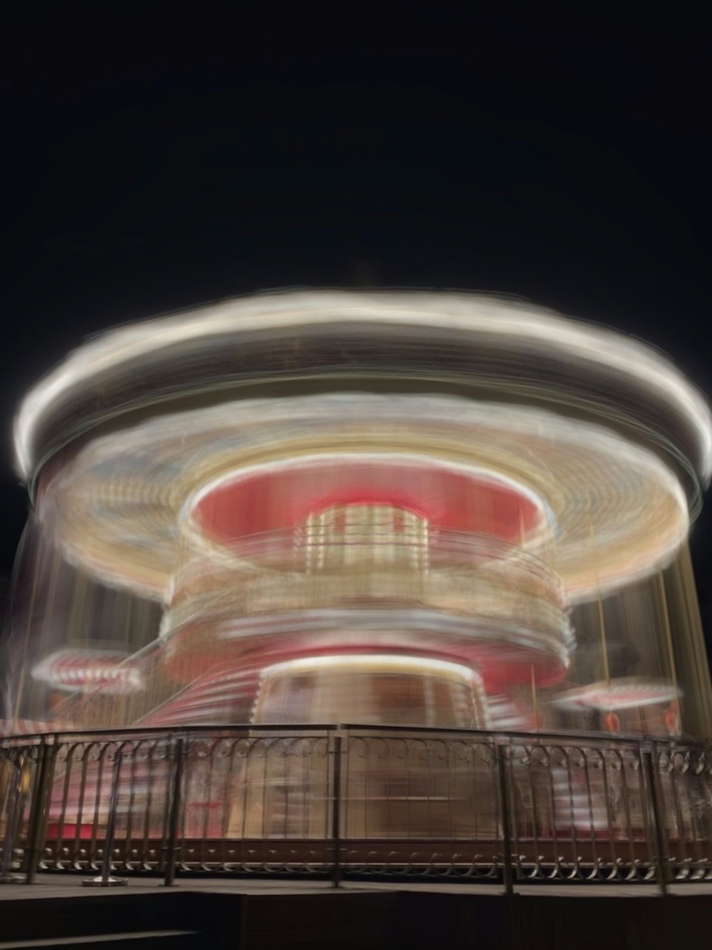 white and red carousel time lapse photo