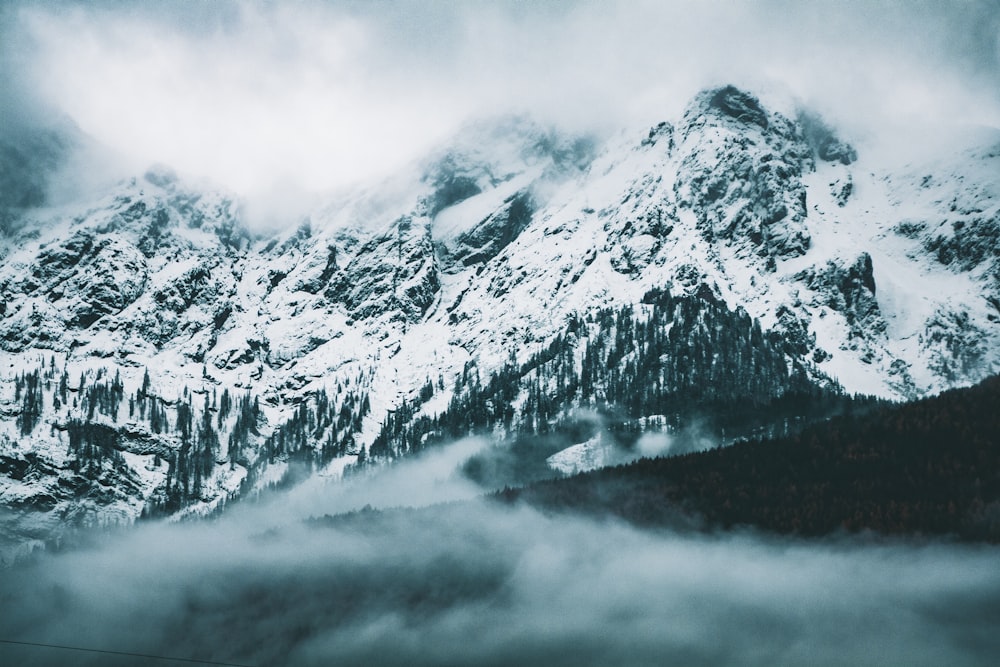 snow-covered mountain digital wallpaper