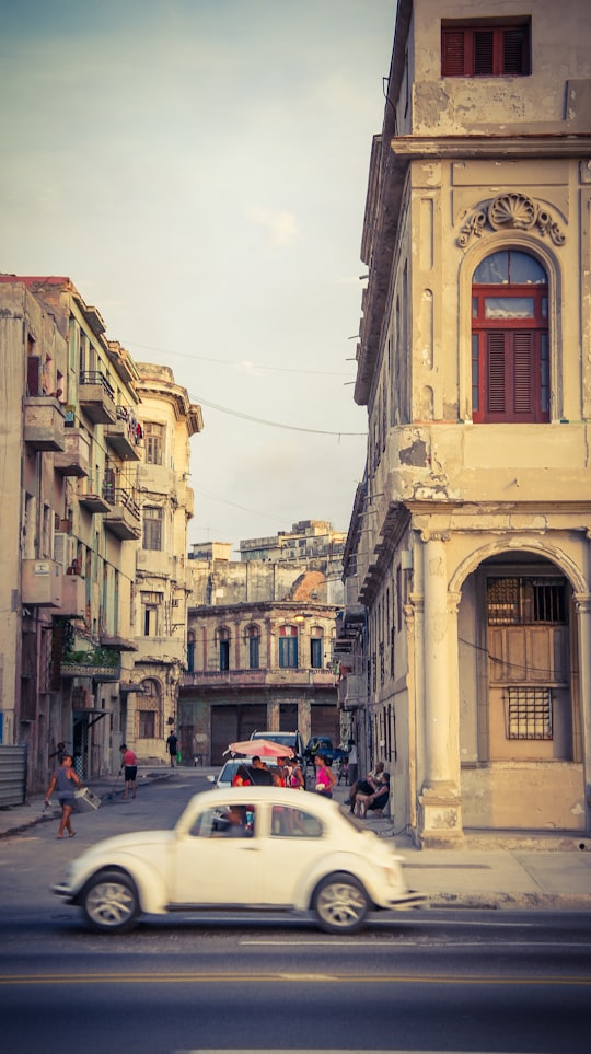 white Volkswagen beetle car in La Havane Cuba