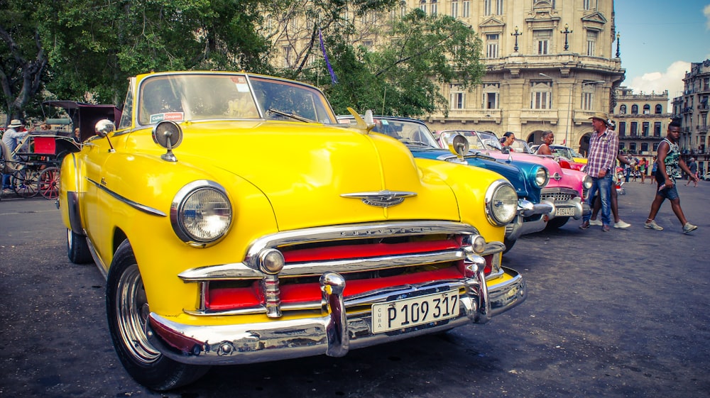 yellow vehicle on focus photography