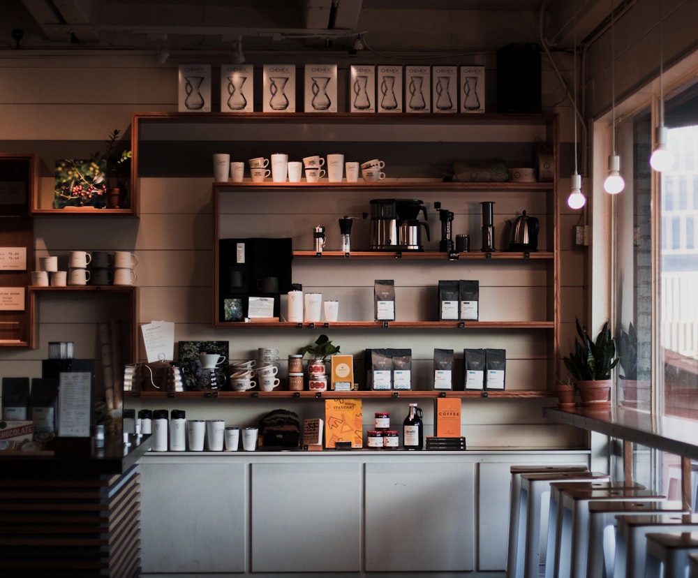 assorted items filled shelves at daytime