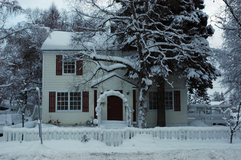 duplex house covered with snow