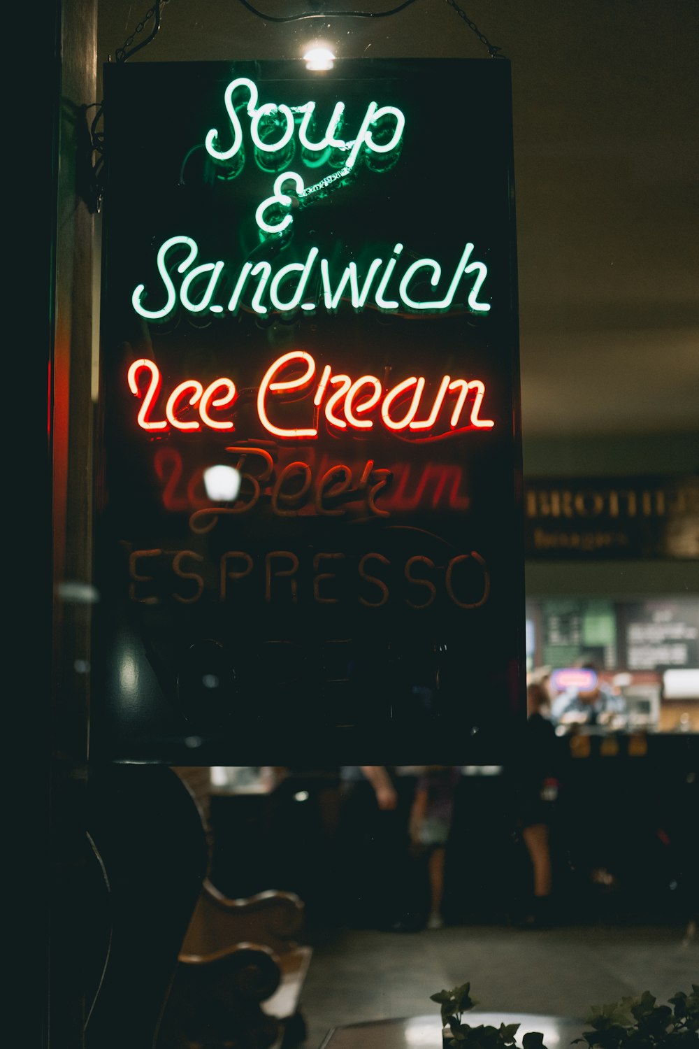 soup and sandwich ice cream LED lights during night time