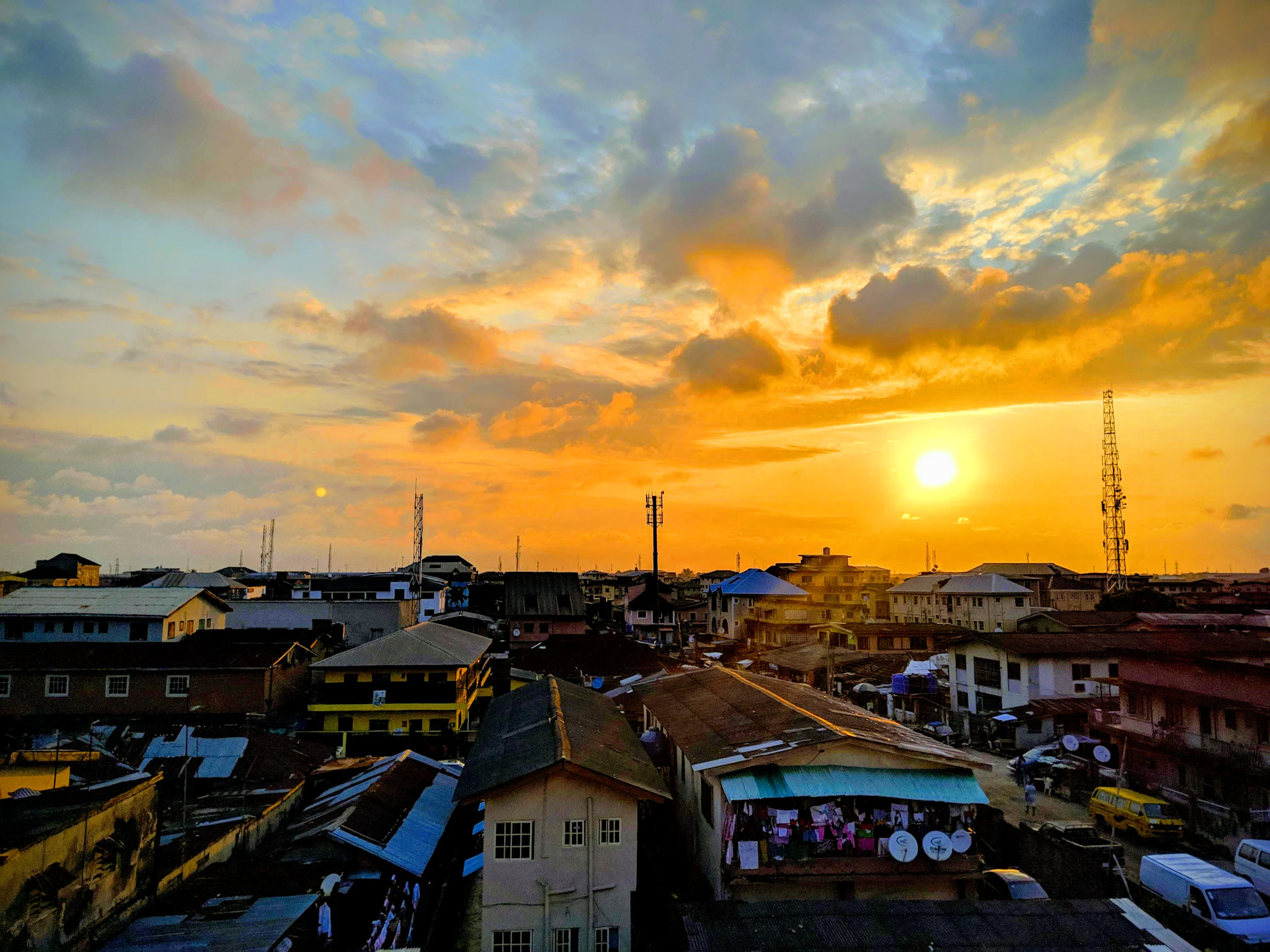 Lagos skyline at sunset