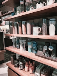 tumblers in shelf