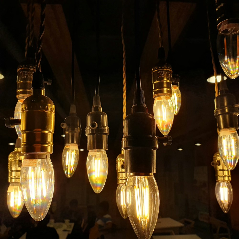 lighted yellow pendant lamps