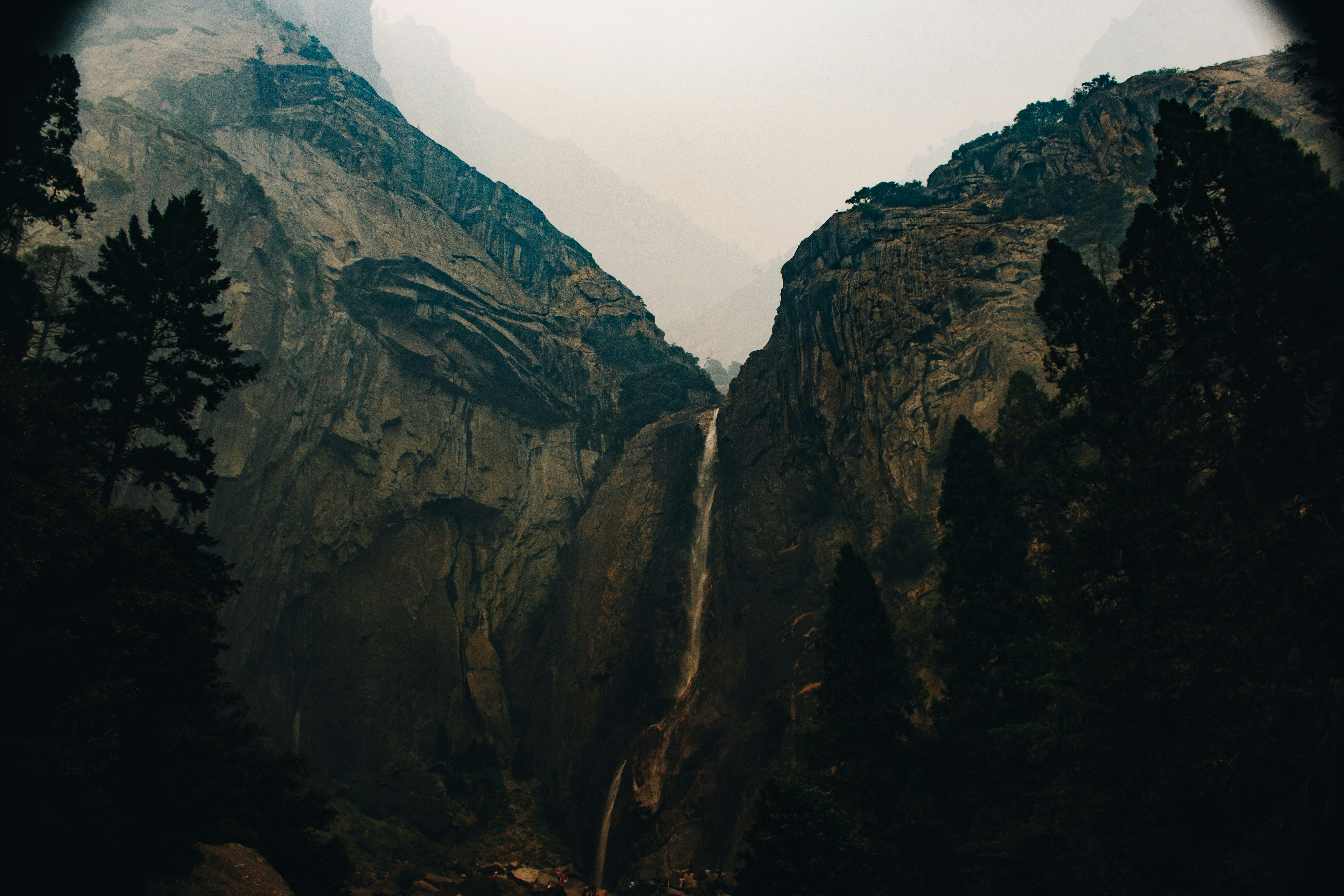 Yosemite Falls valley mountain waterfalls in California