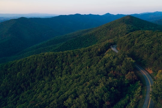 aerial view of forest in Blue Ridge Mountains United States