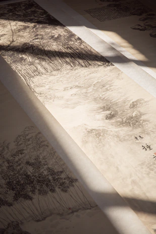 A serene painting enhanced by an augmented reality overlay showing animated details.