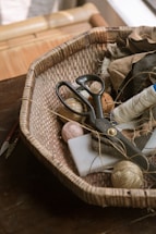 round brown wicker basket