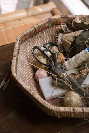 round brown wicker basket