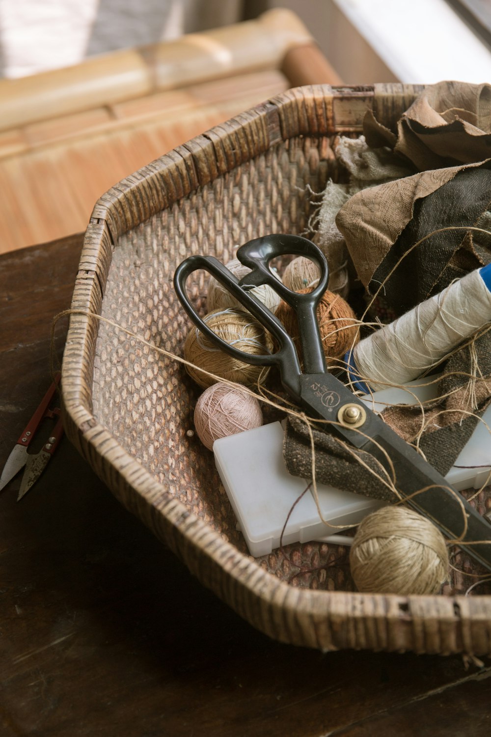 round brown wicker basket