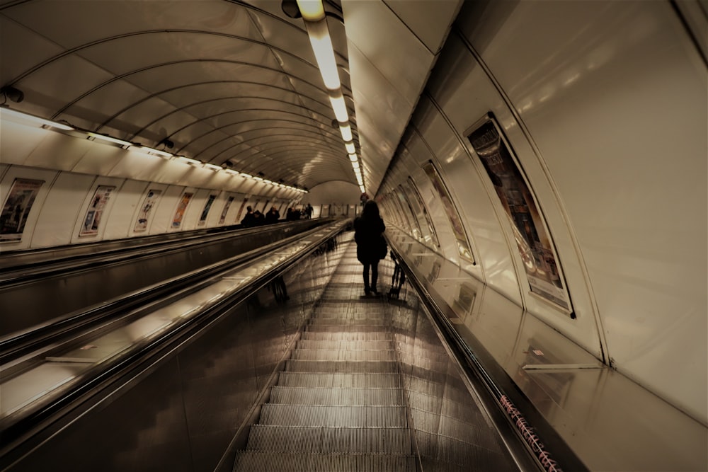 person walking on subway