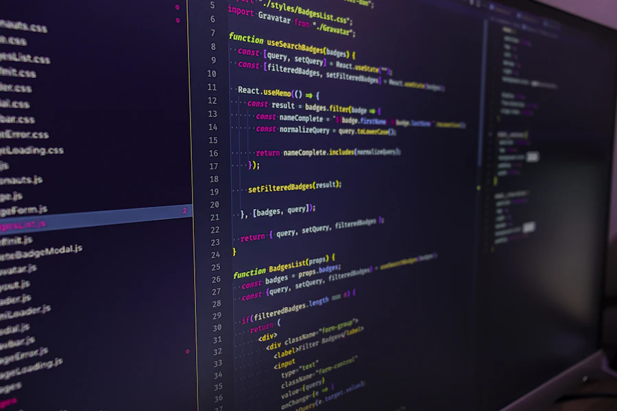 Developer screen showing front-end code tied to Core Web Vitals performance work