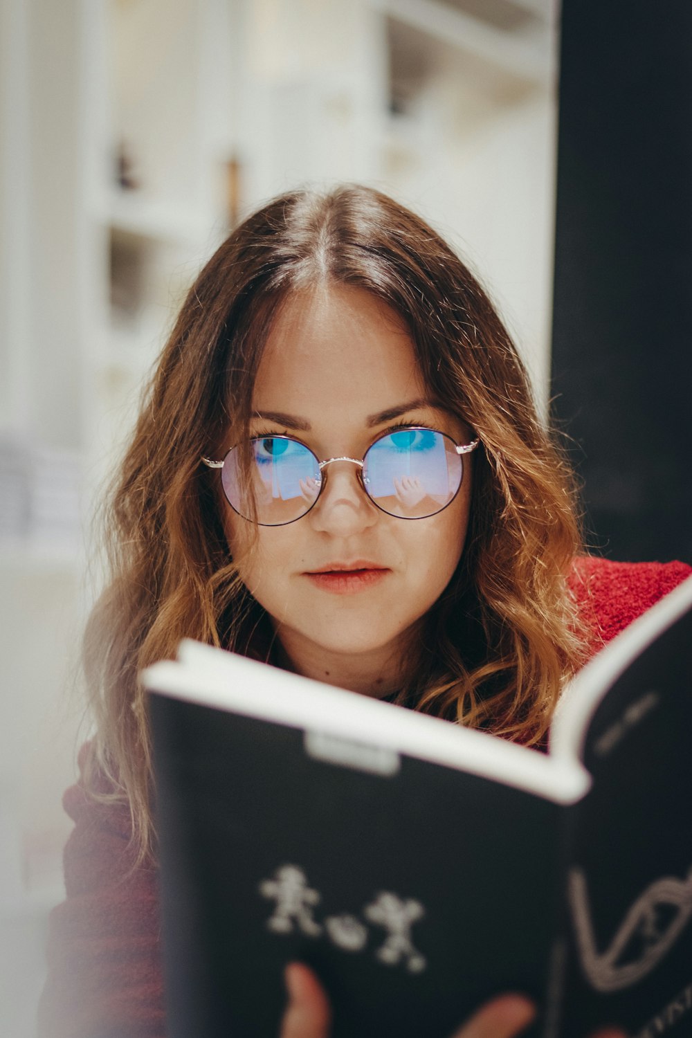 woman reading book