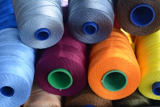 assorted-color threads