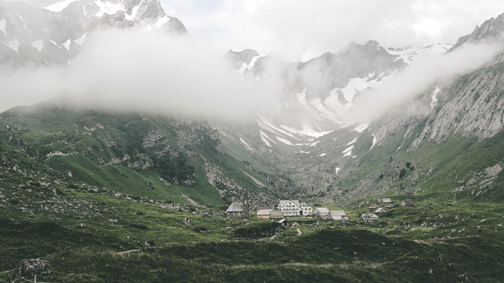 birds eye photography of mountain