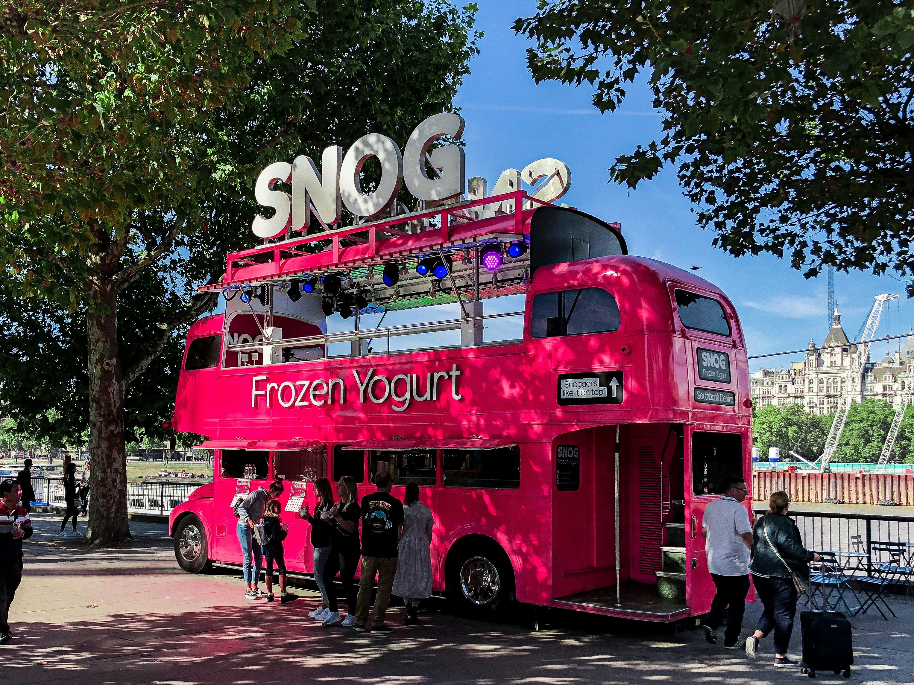 red Frozen Yogurt bus