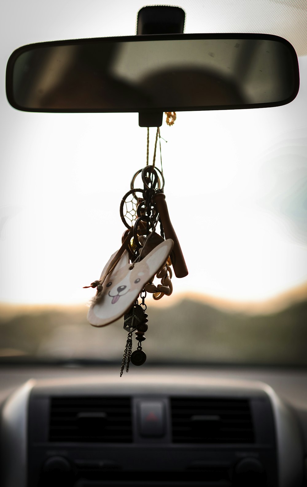 rear view mirror in close-up photo