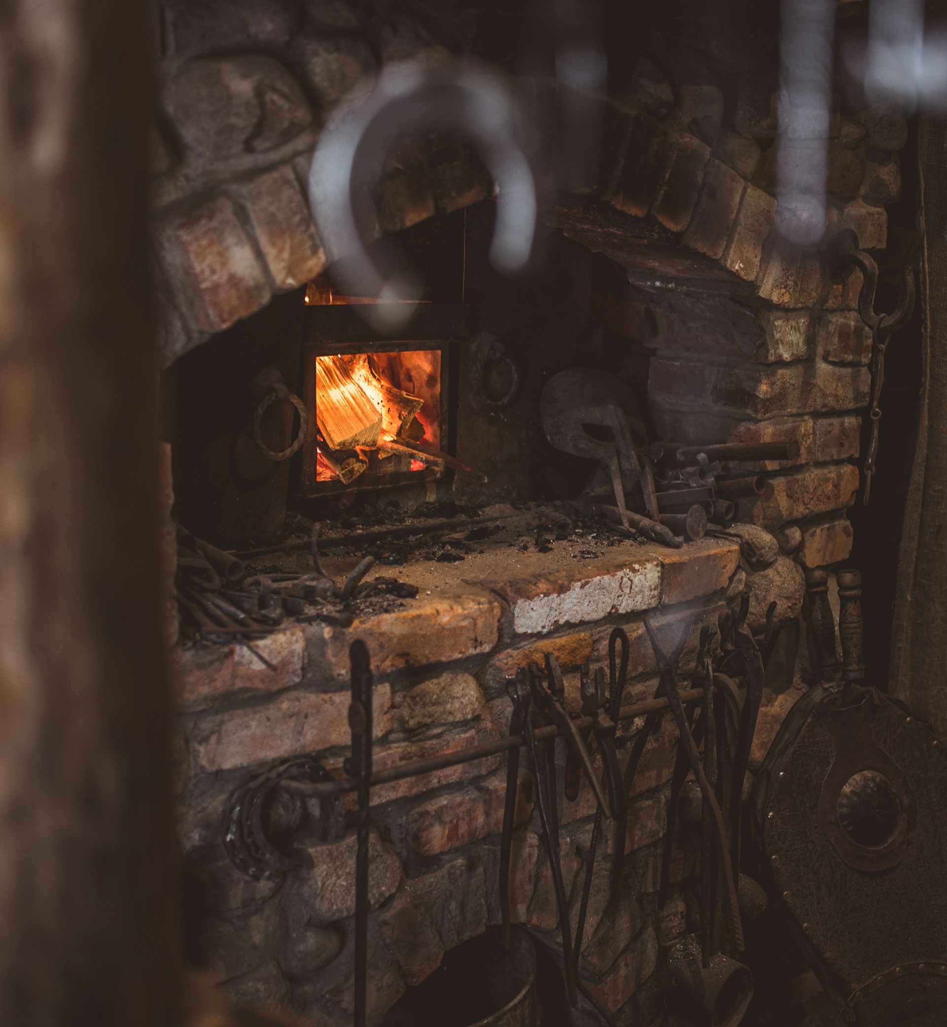 black fireplace