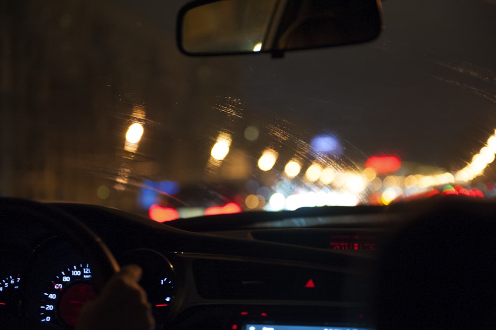 black vehicle dashboard at night