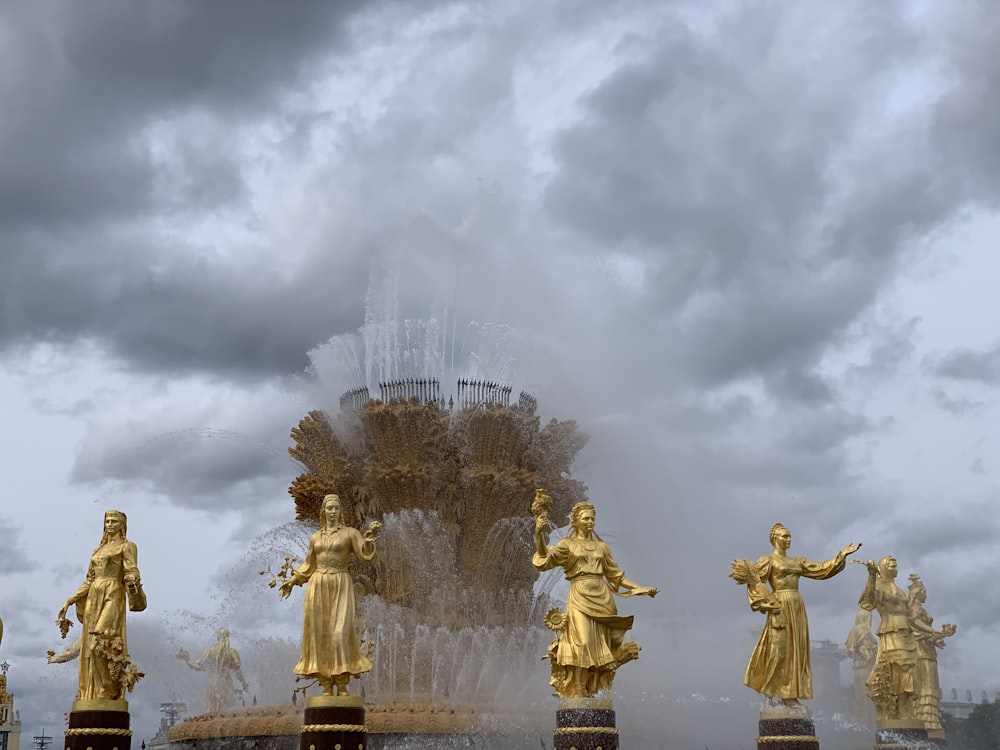 gold fountain statue scenery