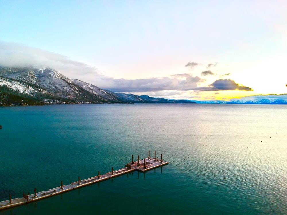 aerial photography body of water