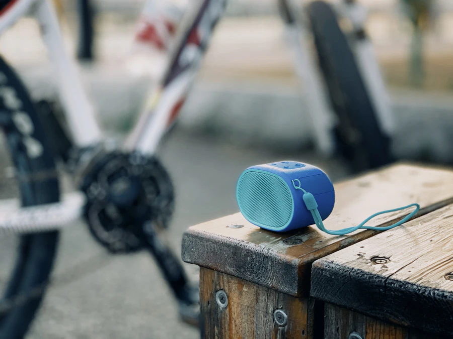 Compact kids speaker on a wooden bench (representative photo)