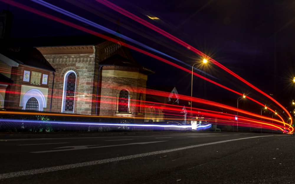 time lapse photo of highway