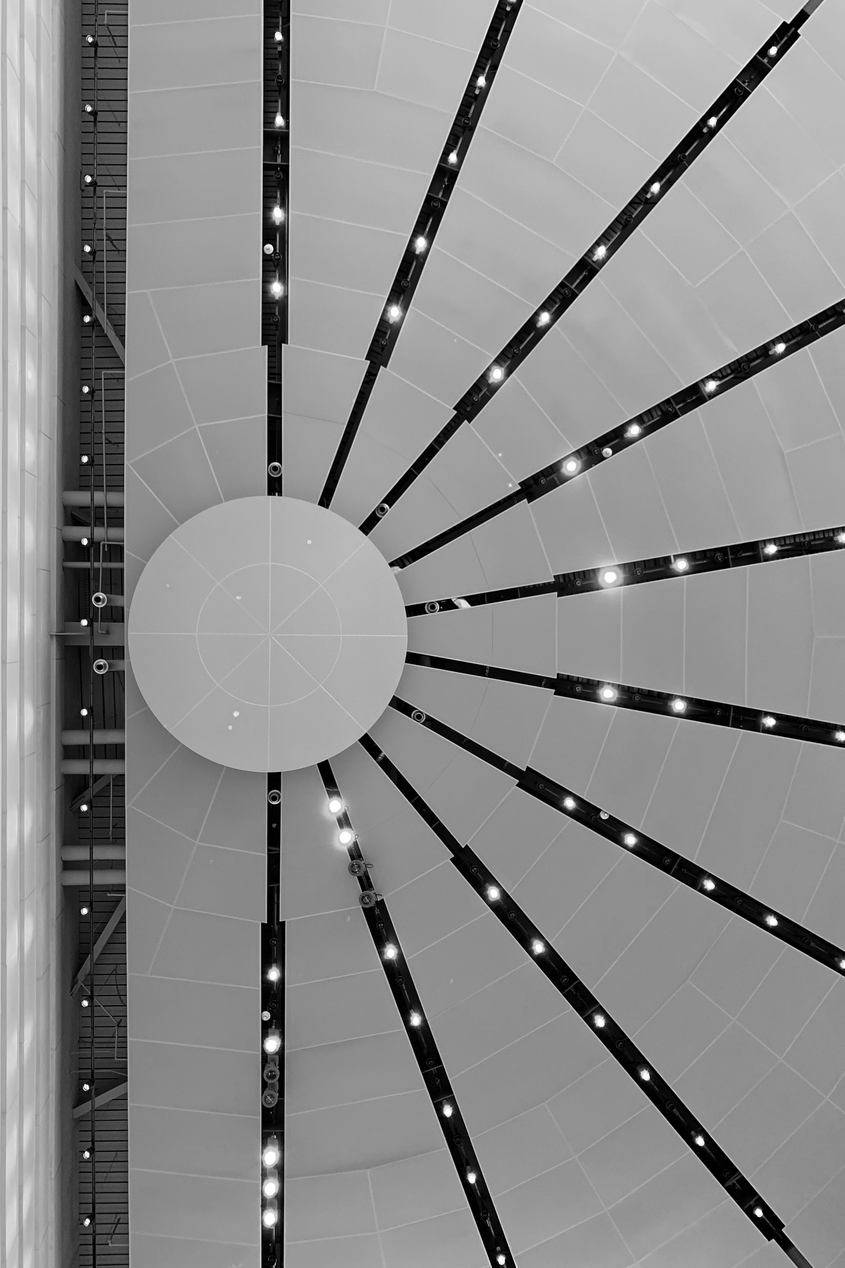 a large white object with lights on it's sides