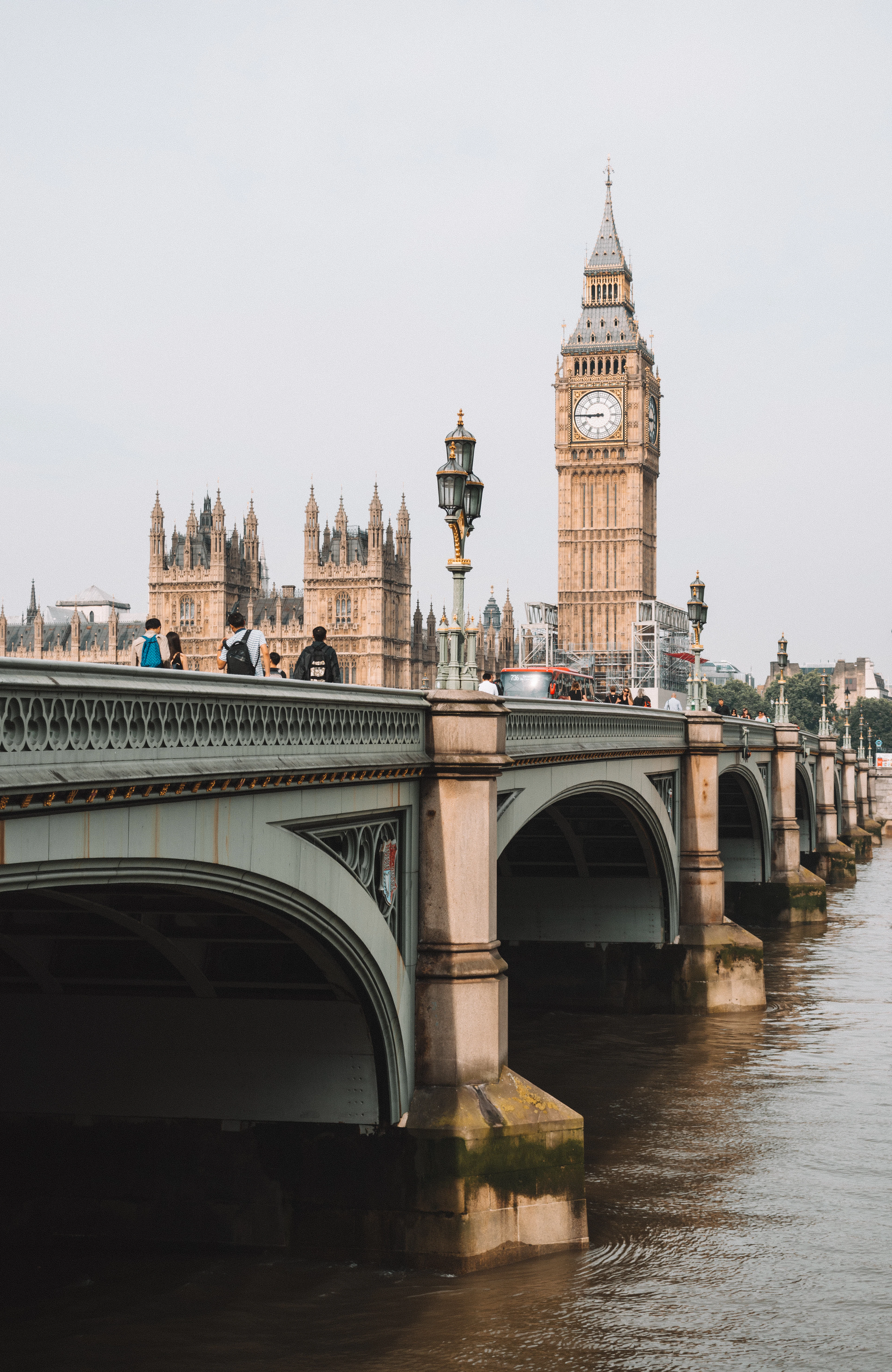 Big Ben and the Houses of Parliament seen across Westminster Bridge.