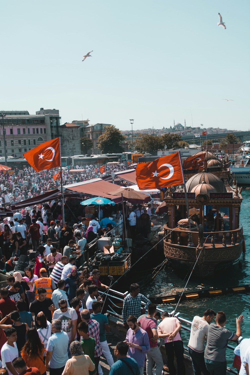 Turkey flag in boat during daytim