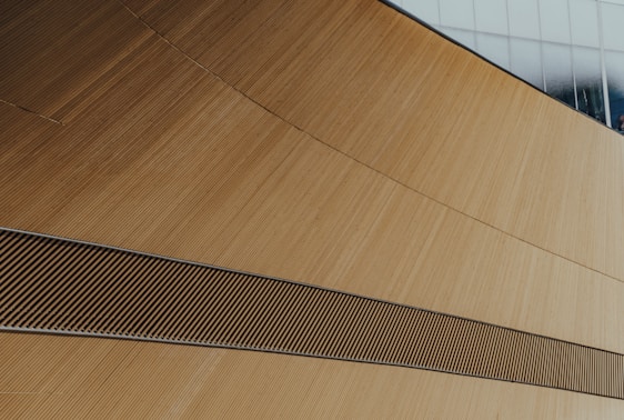 Modern architectural workspace blending Amazonian wood textures and Brazilian design elements.