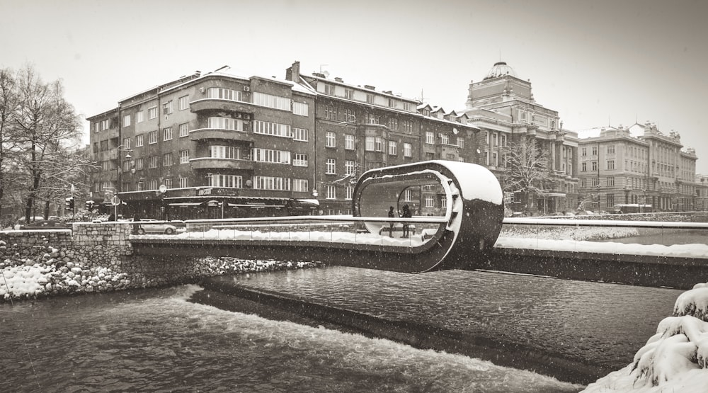 grayscale photography of historic building