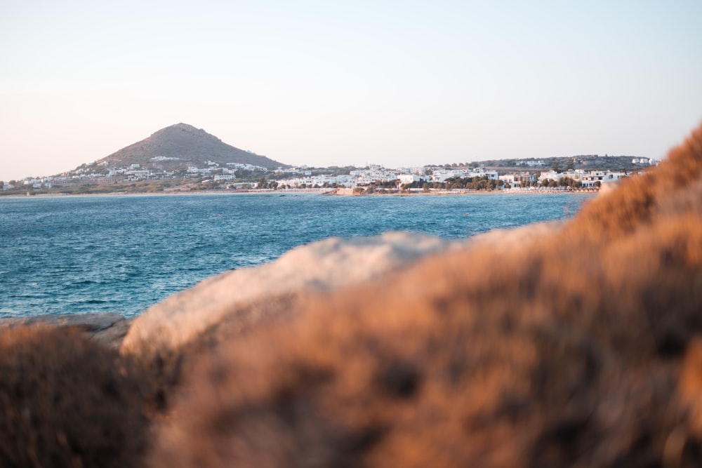 blue ocean near mountain