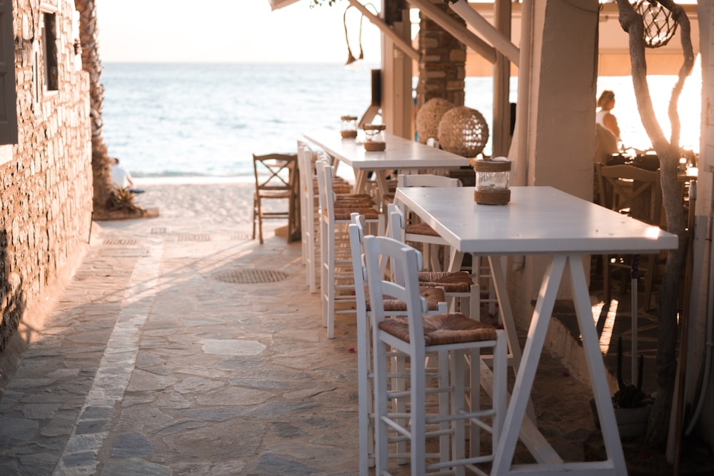 rectangular white wooden dining set