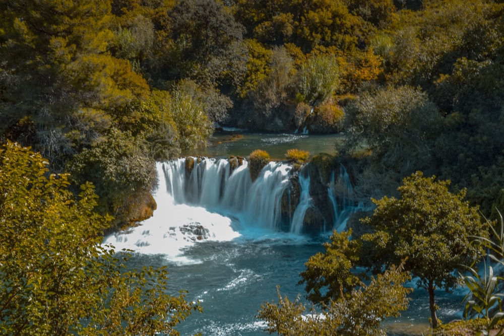 landscape photography of waterfalls